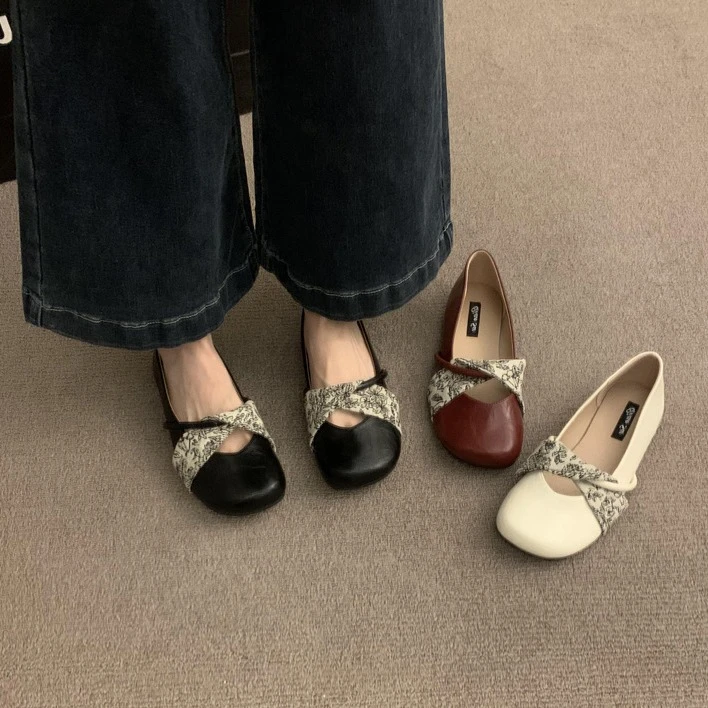 复古百搭圆头一脚蹬玛丽珍小皮鞋女鞋子不累脚通勤奶奶鞋平底单鞋
