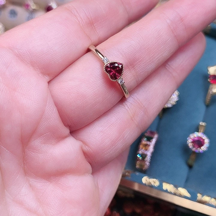 石榴石戒指银S925镶嵌