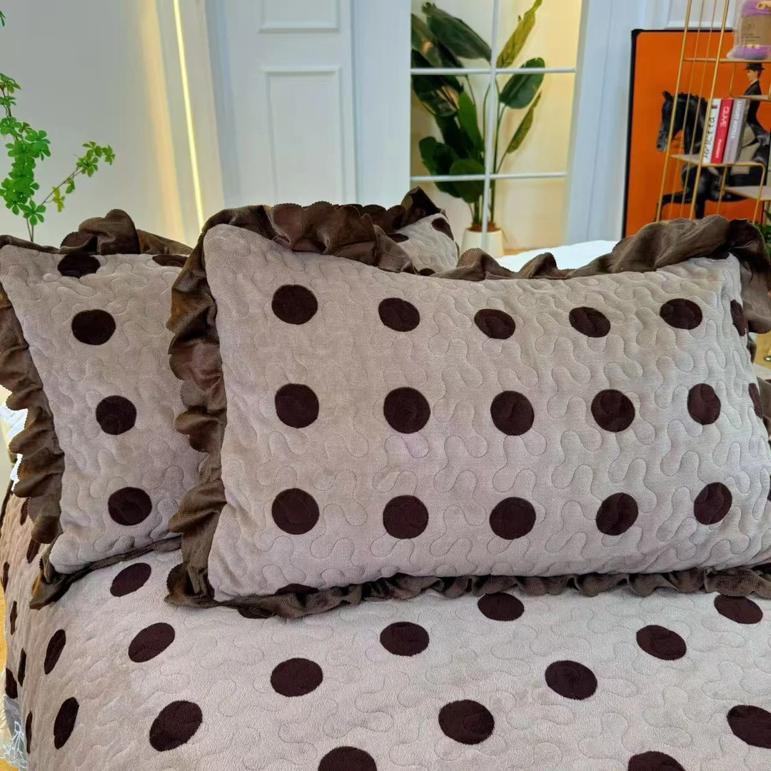 秋冬款【波点咖】婴儿宝宝绒枕套枕头套F