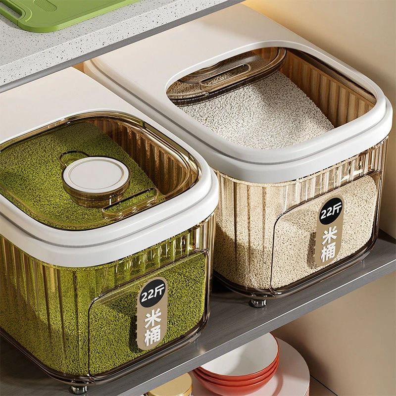家用粮油米面超大容量收纳桶防潮防虫透黑滑盖式米面收纳神器