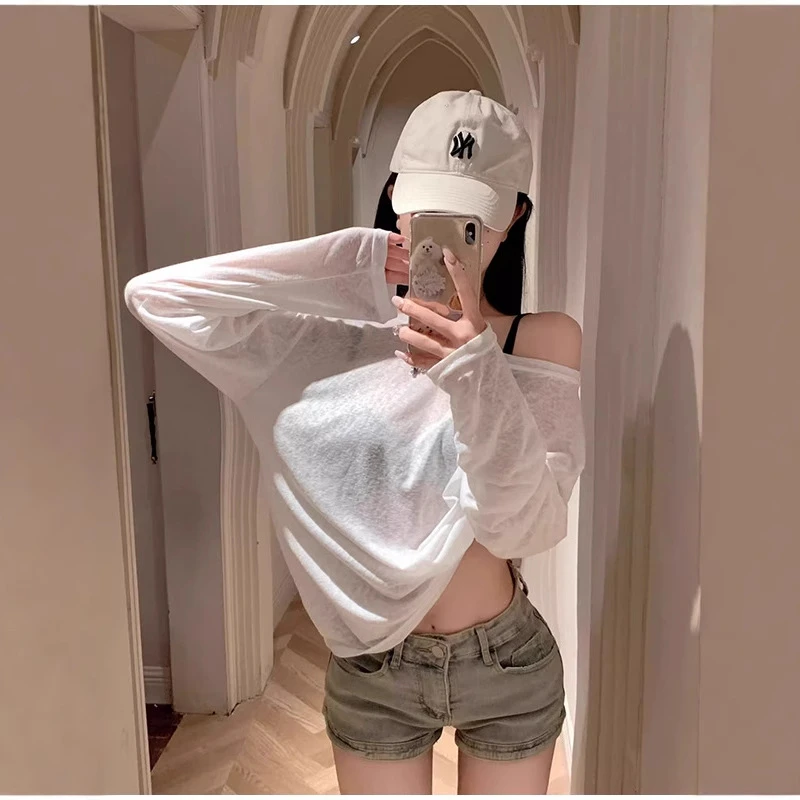 外搭白色针织罩衫女夏季海边度假风薄款微透空调衫宽松防晒上衣潮