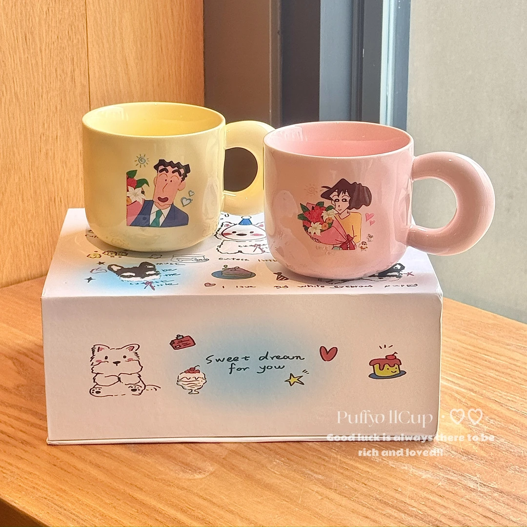 爆款美伢广志情侣对杯马克杯送女生礼品牛奶燕麦早餐杯高颜值卡通