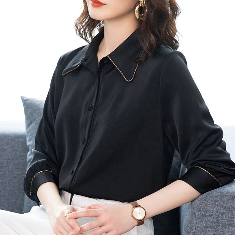 5149大码女装领衬衫200斤胖妈妈雪纺上衣气质通勤时尚洋气衬衣