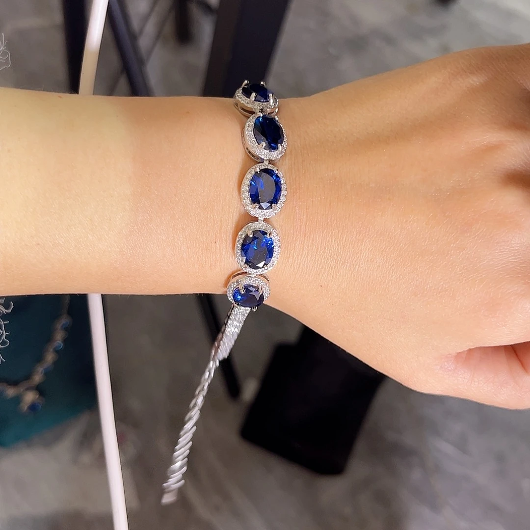 手链蓝宝石银S925镶嵌