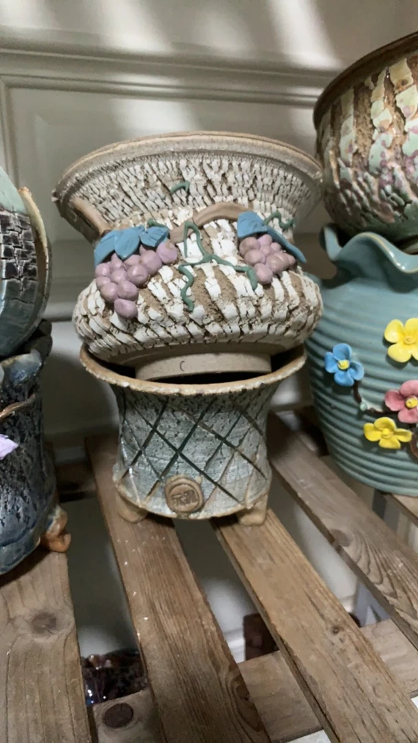 醉泥品牌粗陶花盆(上下2个)