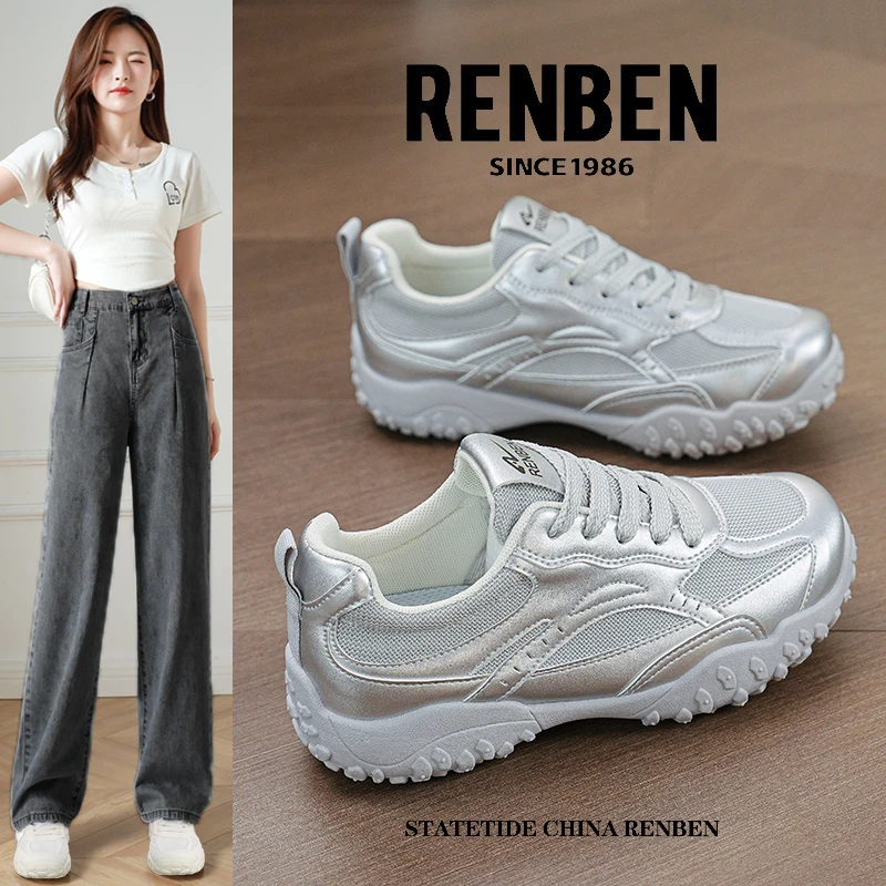 人本品牌低帮休闲女鞋初秋新款运动逛街百搭显腿长德训鞋复古轻便