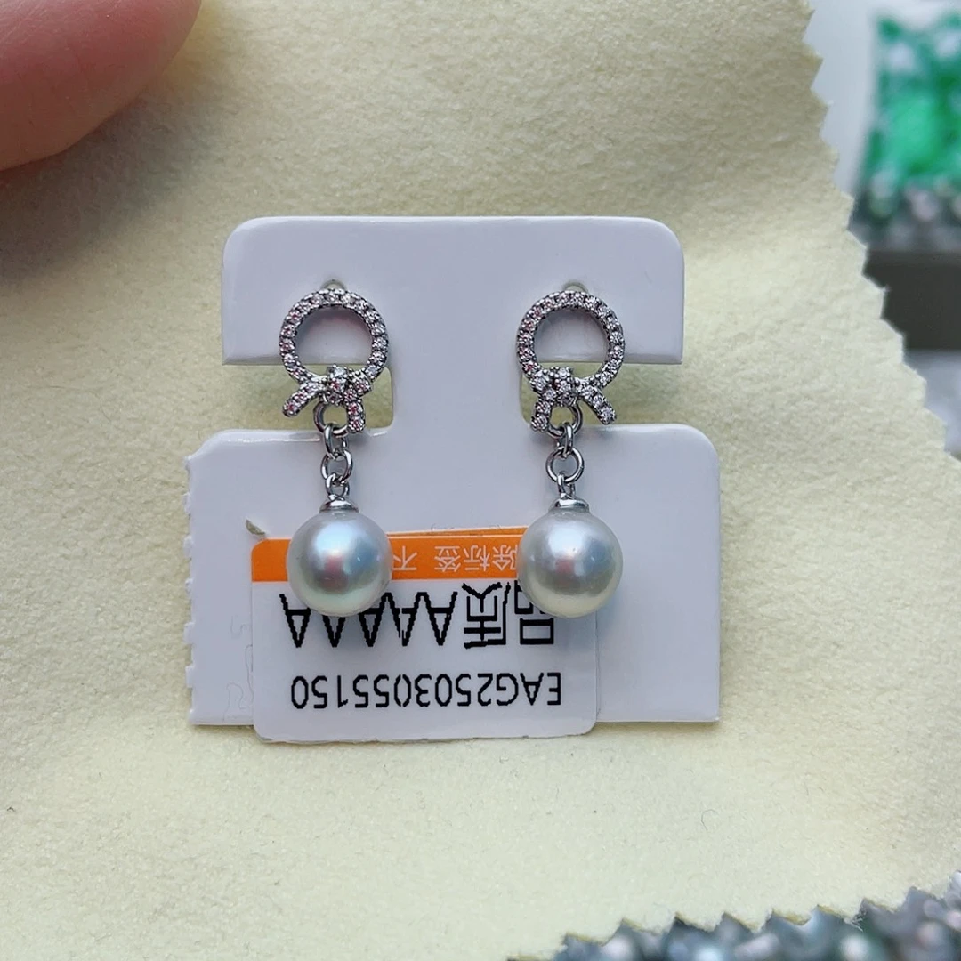 银S925镶嵌耳饰海水珍珠w83