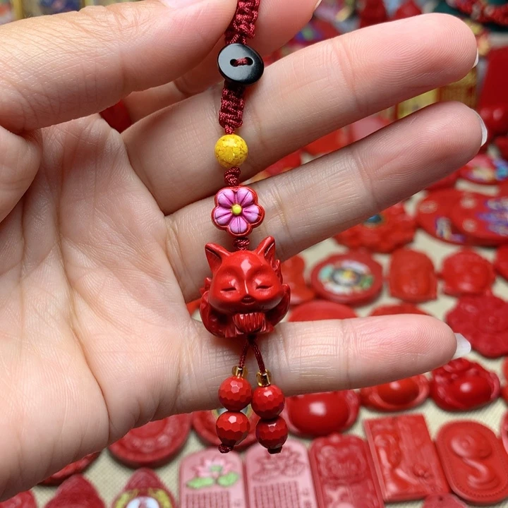 天然辰砂工艺品朱砂钥匙扣