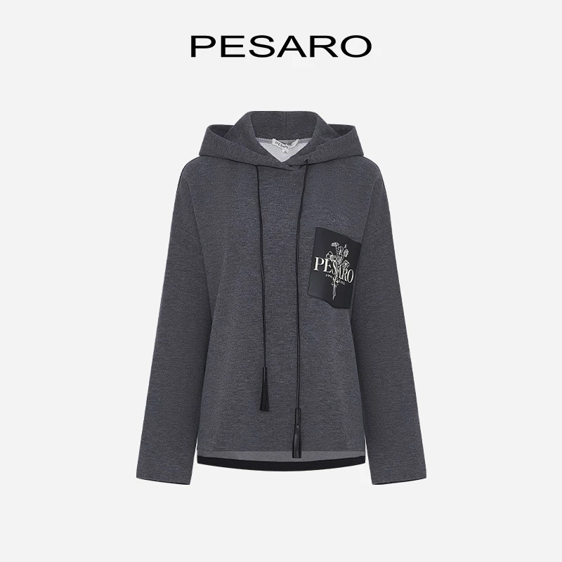 PESARO蕙玲女装春季百搭连帽宽松版型羊毛上衣