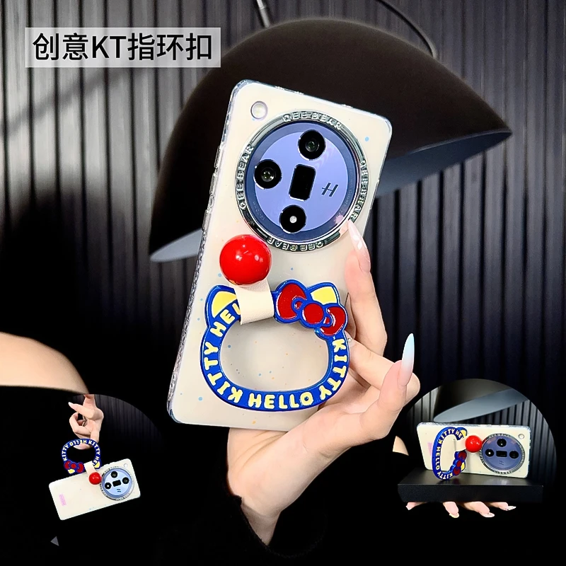 适用oppofindx7手机壳新款findx7ultra套oppo泼墨kt猫指环圈女款p