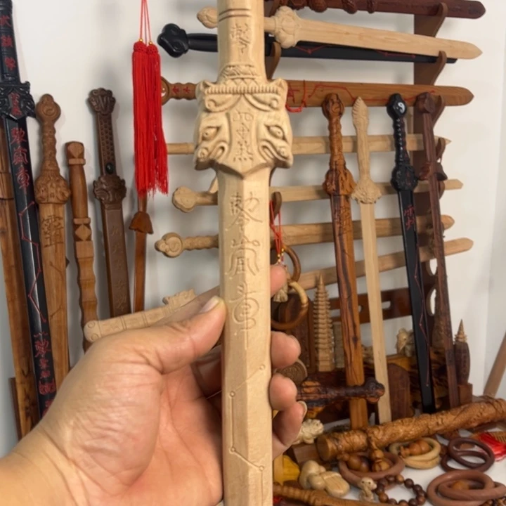 圈***点桃木60厘米原木三青剑