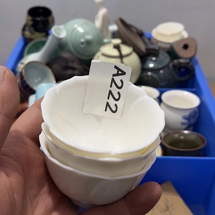 暖***橙瓷片茶摆件微瑕介意勿拍
