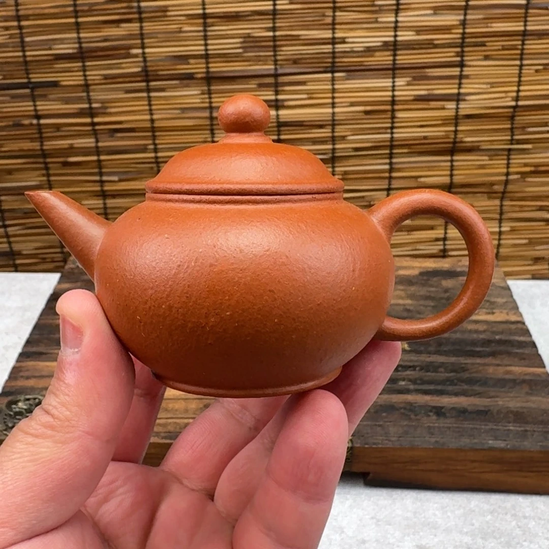 紫砂茶壶90cc红黄泥水平
