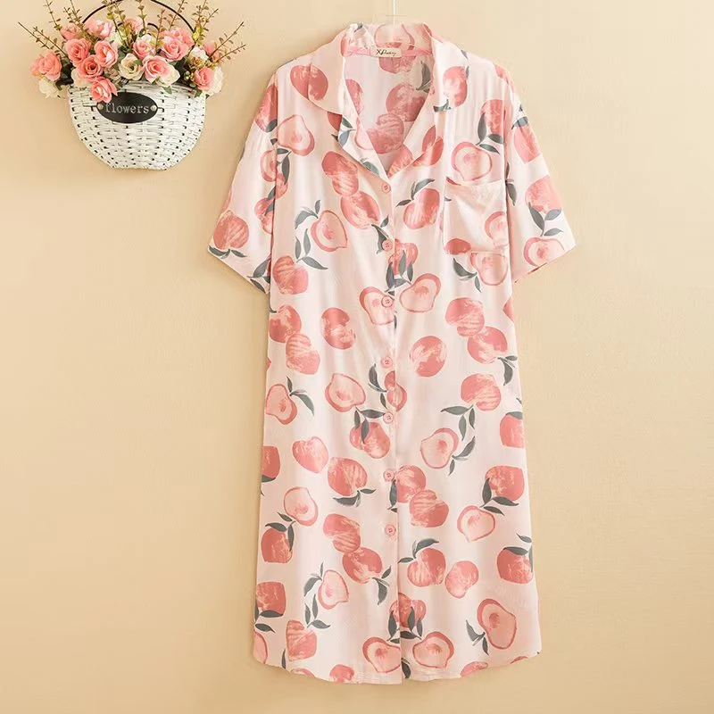 绵绸睡裙夏200斤加大加肥大码胖mm人造棉孕妇哺乳家居裙睡衣3363F