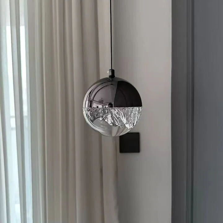 雪景款意式极简卧室床头吊灯可升降现代简约背景墙玄关艺术小吊灯