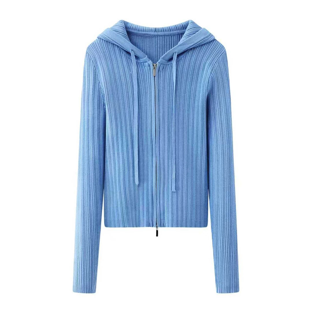 M-连帽针织开衫女2025秋冬季新款休闲百搭显瘦修身羊毛衫上衣4671