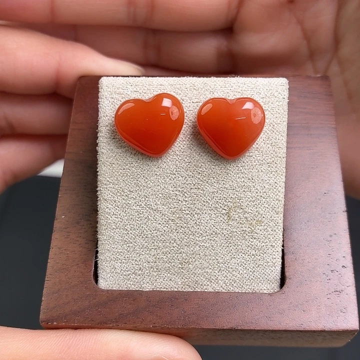 南红玛瑙未镶嵌手链柿子爱心耳钉