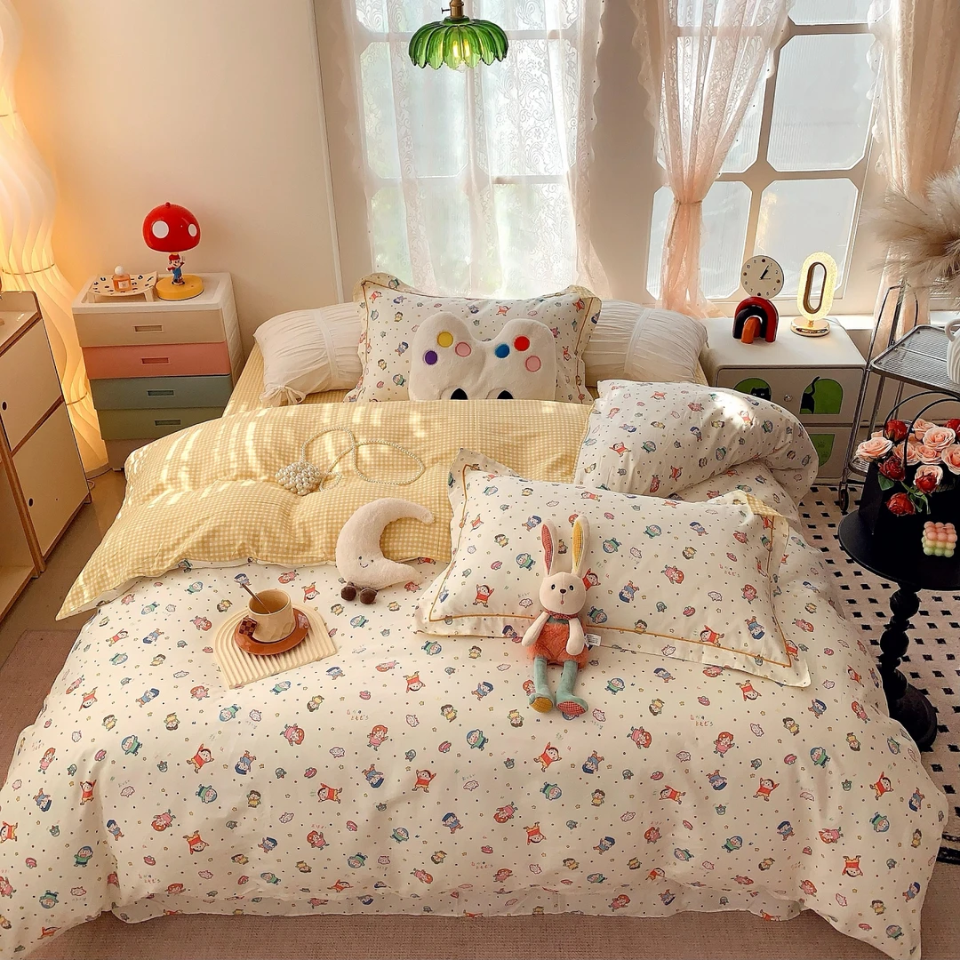 2025新款全棉斜纹四件套 轻奢双面纯棉印花亲肤床单被罩床品4件套