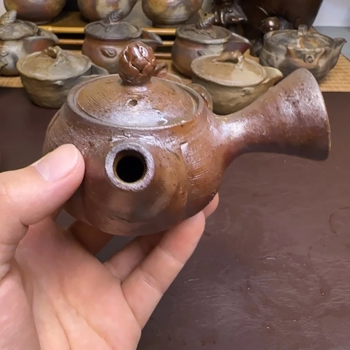 瞅***备前烧 齐藤隆 侧把壶一把