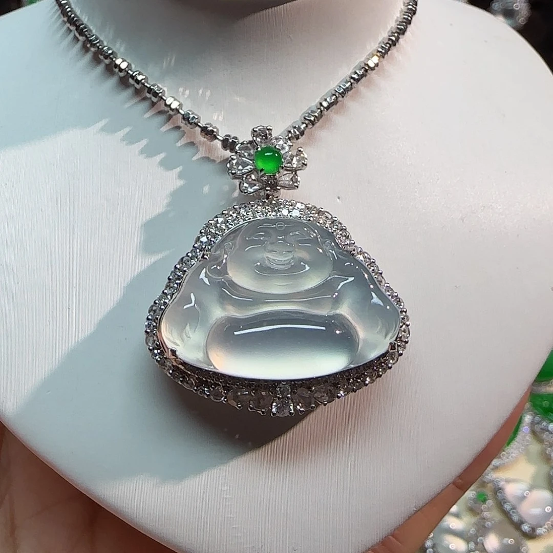 翡翠18K金镶嵌吊坠(不含链)佛公