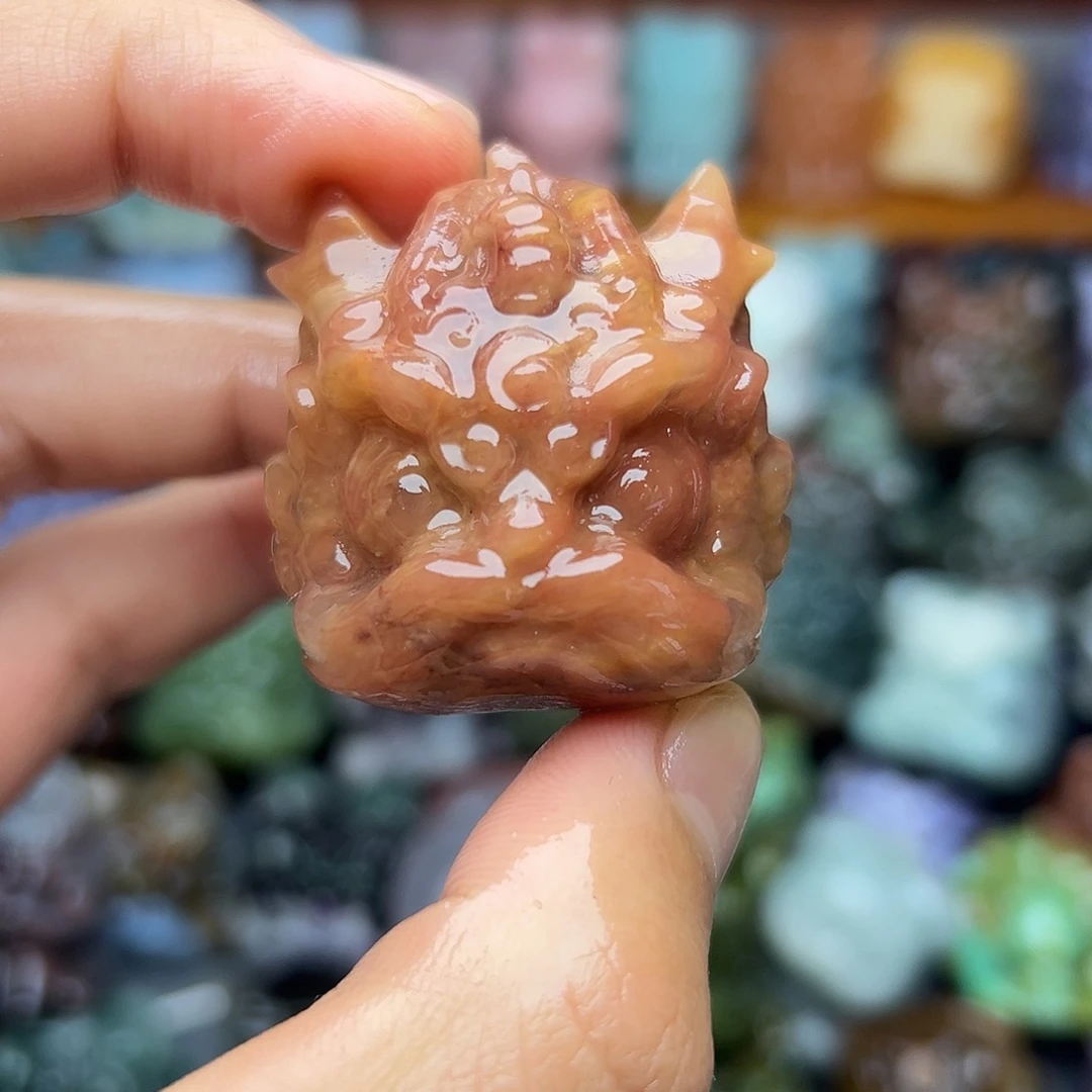 石材醒狮小白金丝