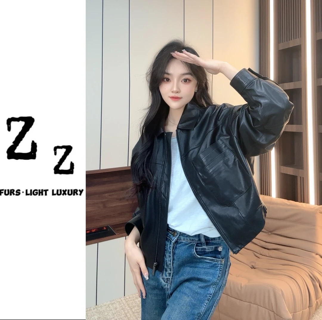 新款 2025 |秋风落叶FURS精致百搭春季新款真皮皮衣夹克外套-9983
