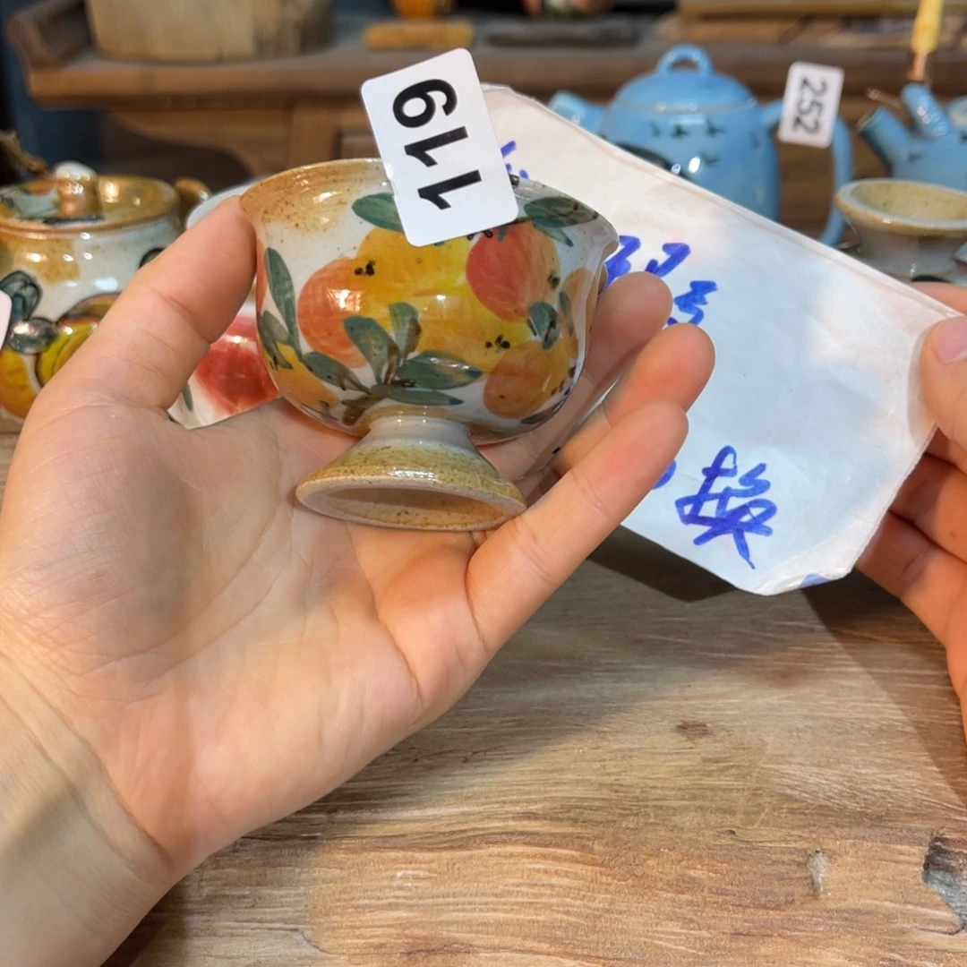 壶素浅陶瓷手工手绘