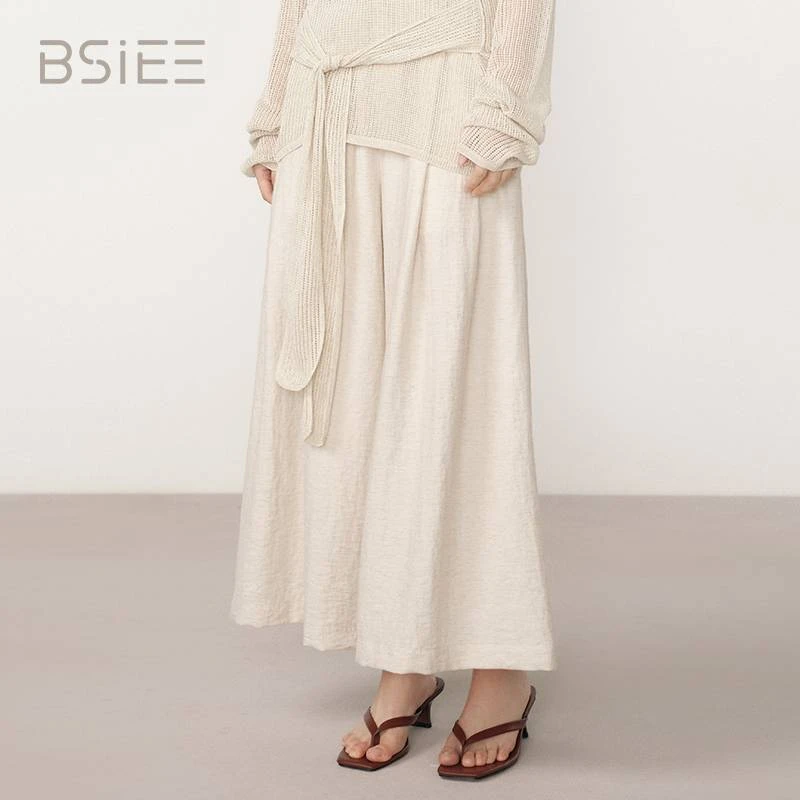 BSIEE/本涩中式显瘦时尚复古松紧阔腿裙裤