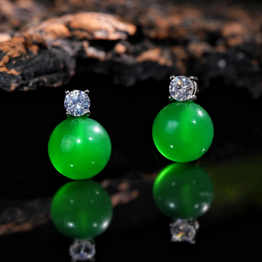 【媛姐专属】VISING珠宝绿玉髓珠珠圆珠耳钉