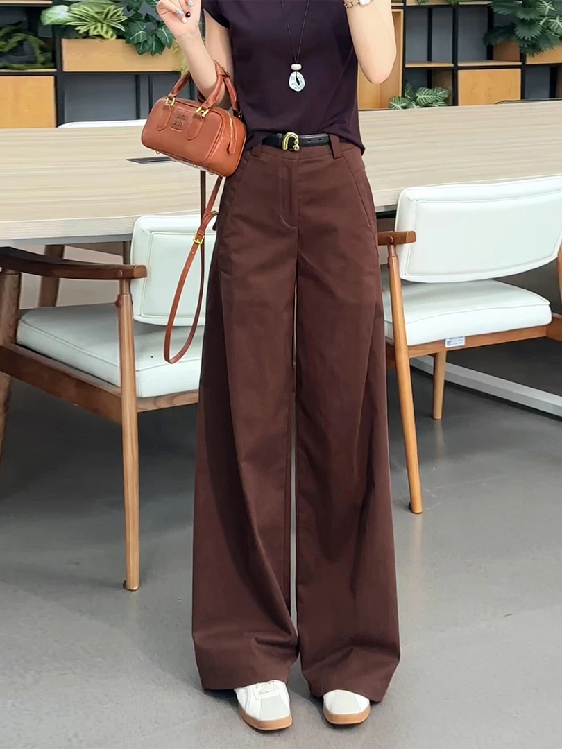 高级感直筒休闲裤女2025早秋新款气质高腰显瘦垂感百搭阔腿拖地裤