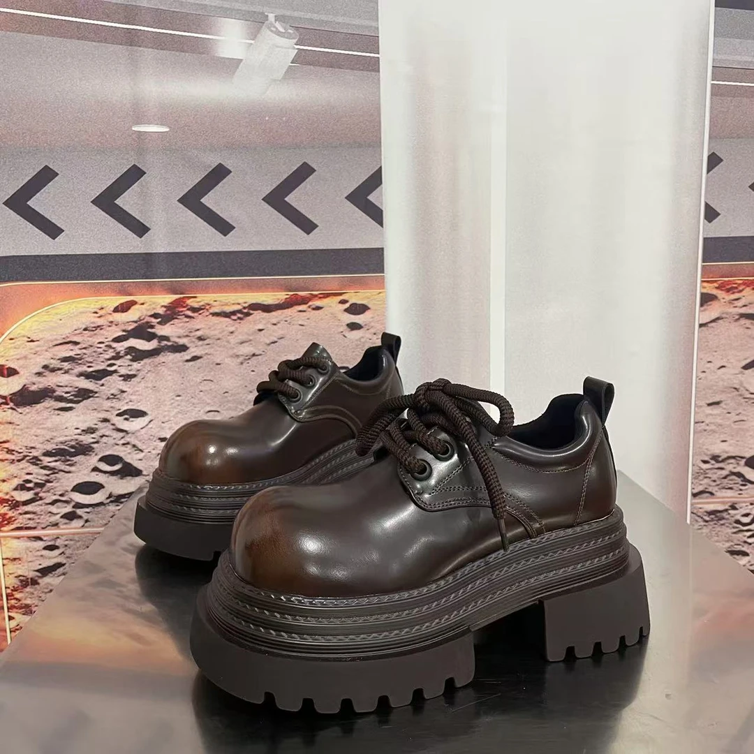 2024-8新款2025厚底乐福鞋学院风小皮鞋圆头百搭单鞋白色