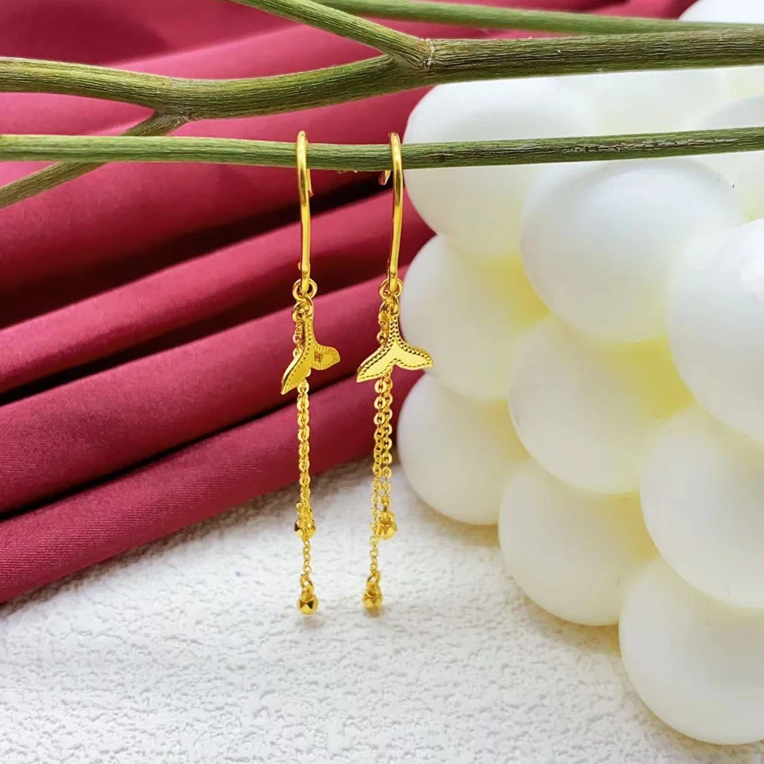 【木韵阁】足金999 黄金5G鱼尾耳钩时尚耳钩耳钉 2.37