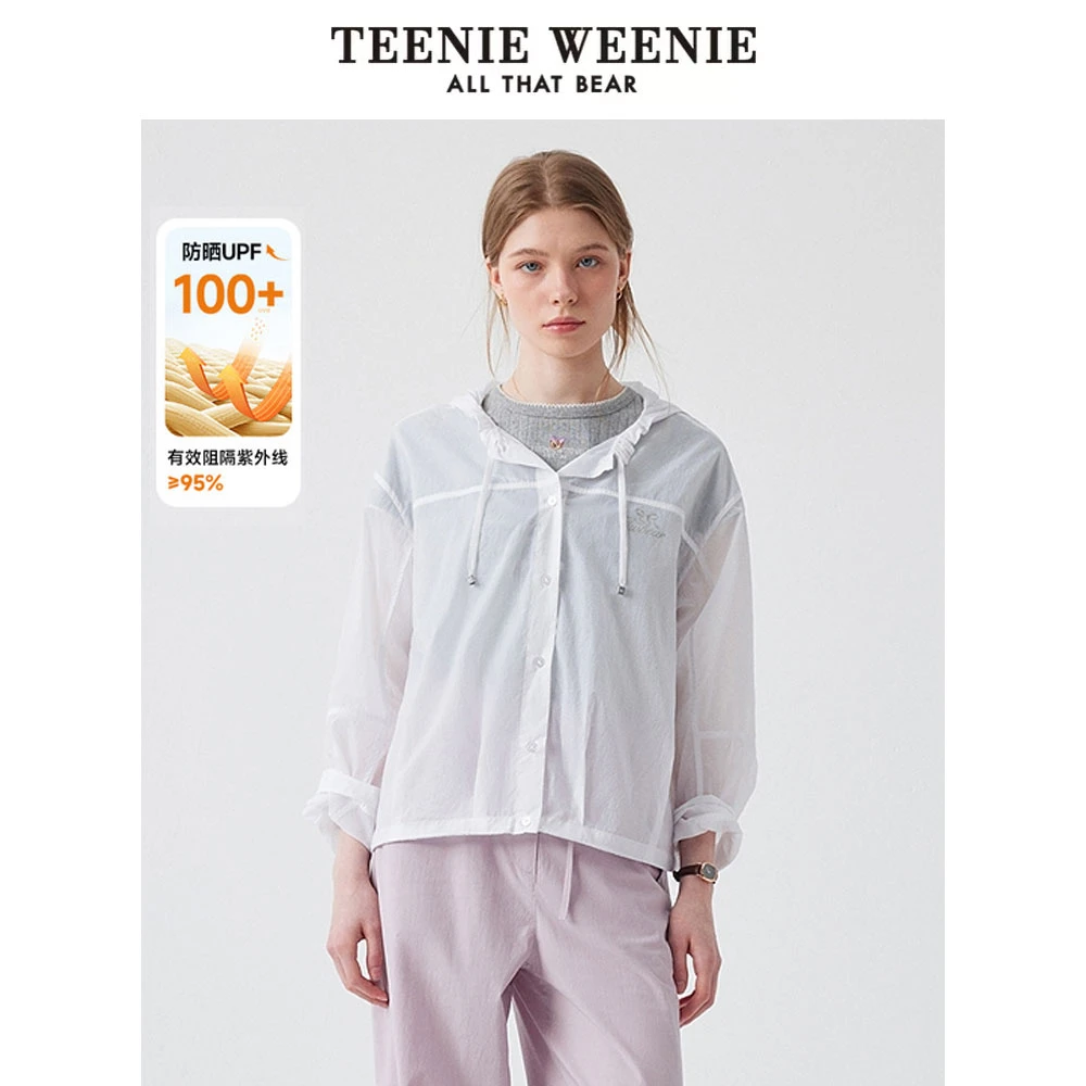 *TeenieWeenie小熊25夏季新款休闲清新防晒轻薄衬衫TTYA252401T