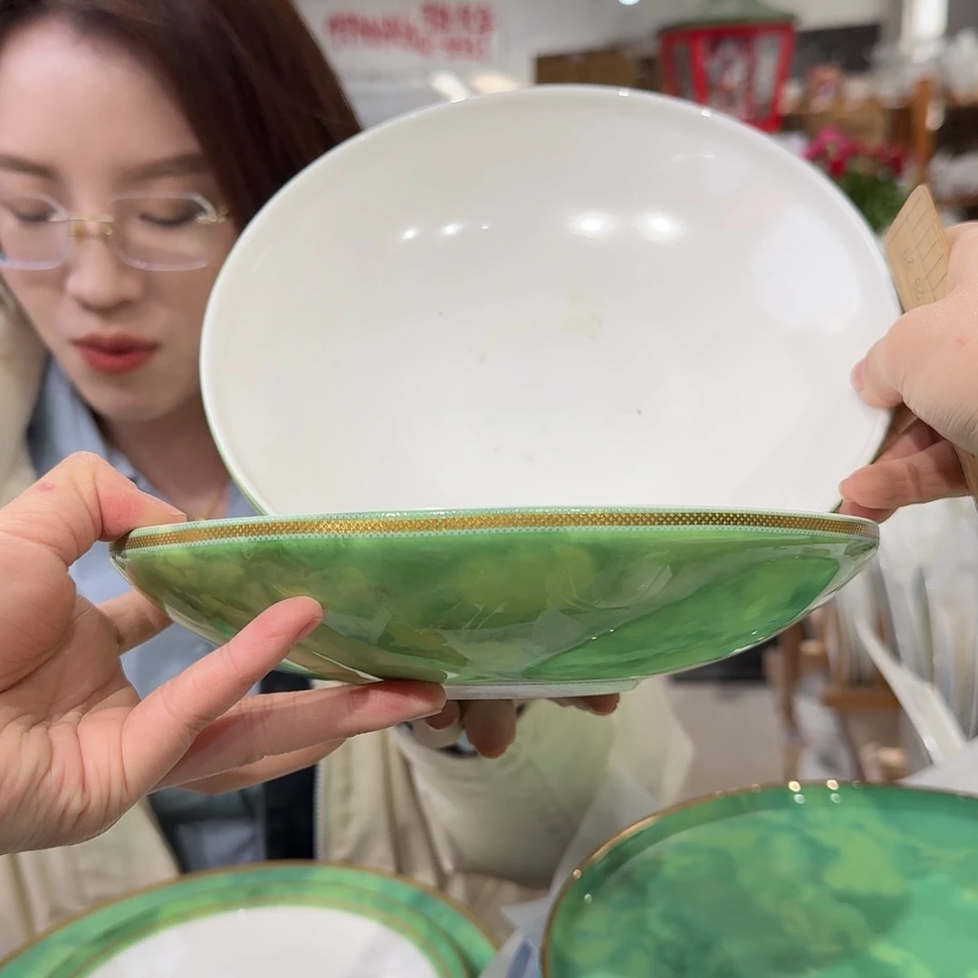 瓷高骨瓷8英寸深盘20*4cm2个外贸尾单