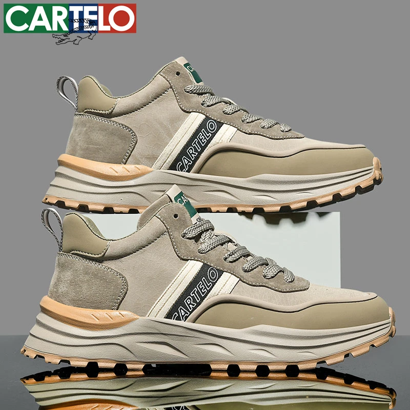 CARTELO/卡帝乐鳄鱼春季休闲鞋男士百搭轻便厚底防滑运动中年鞋子
