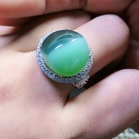 银S925镶嵌戒指和田玉