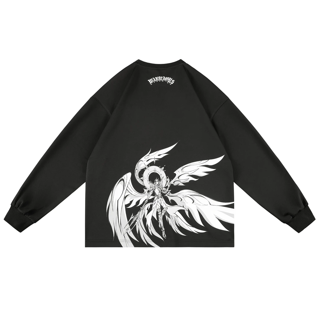 DL5SSRL4031印花字母刺绣宽松休闲街头基础圆领纯色长袖T恤