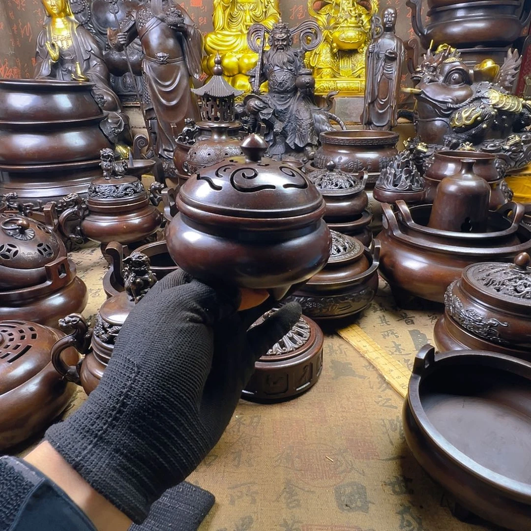 熏香炉铜香炉供香炉聚宝盆家用铜香炉