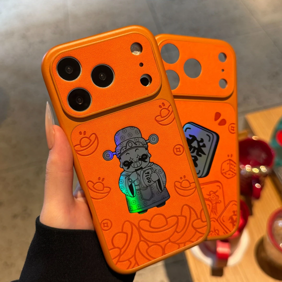 财神爷发财镭射iPhone17promax苹果15Pro手机壳17pro新款14防摔13