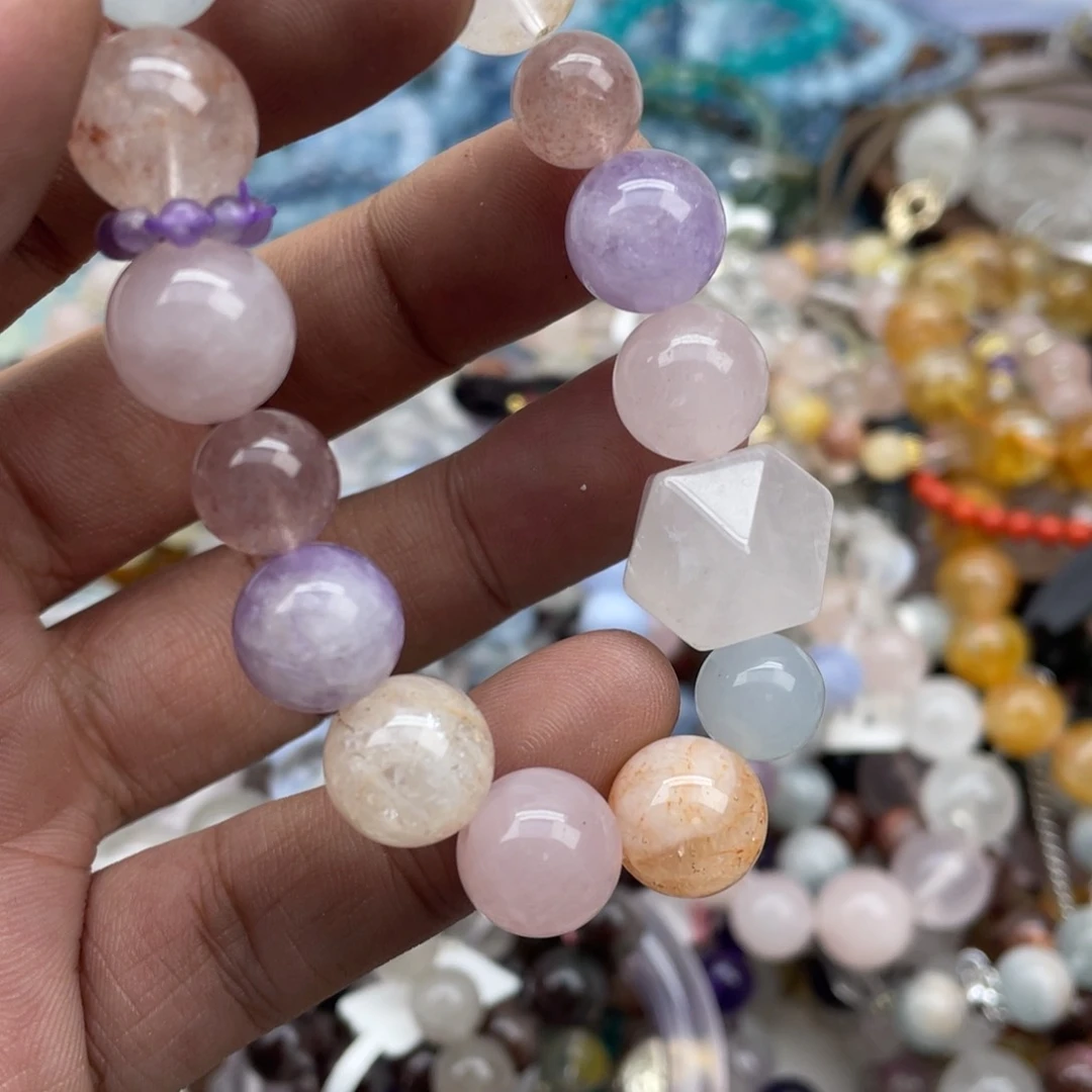 银S925镶嵌手链烟晶