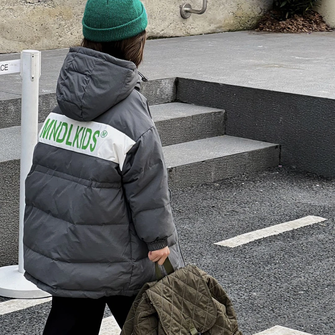 【不梵】韩版秋冬儿童夹克防寒服时尚百搭服印花加厚加长款-A8327