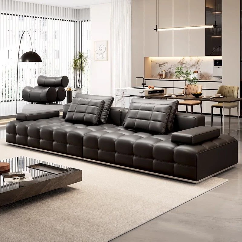 劳伦斯沙发真皮意式极简大平层客厅2025新款大户型转角大沙发别墅