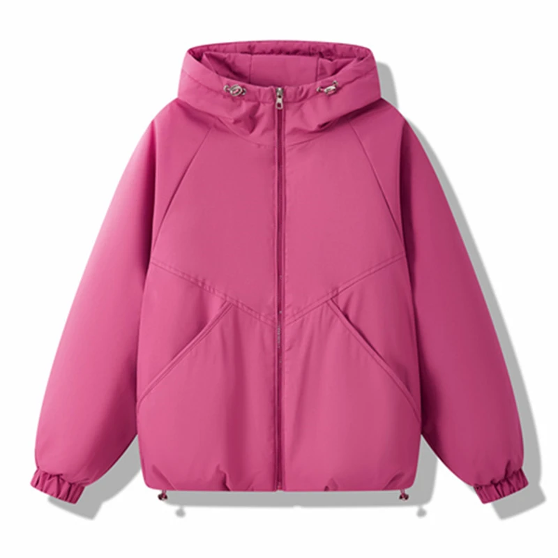 2025秋冬新款连帽棉服短款外套抽绳休闲宽松长袖冲锋衣棉服夹克