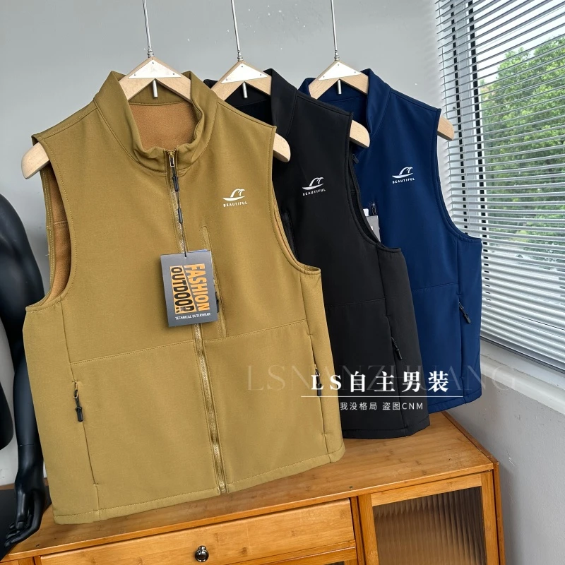 重磅机能户外！高品质！秋冬男士轻盈防风锁温立领马甲软壳背心潮