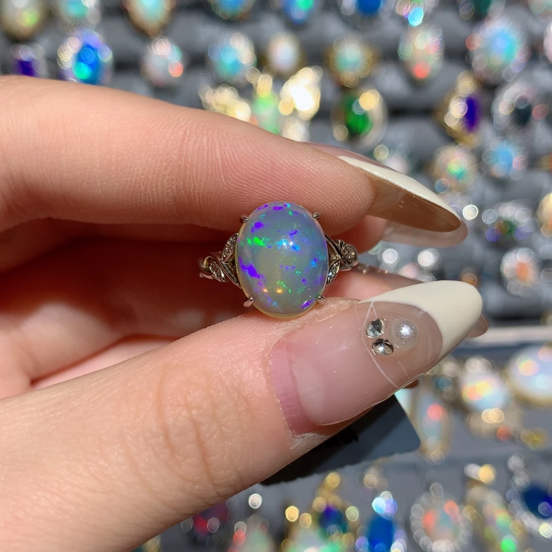 欧泊福利戒指w银S925镶嵌?****子