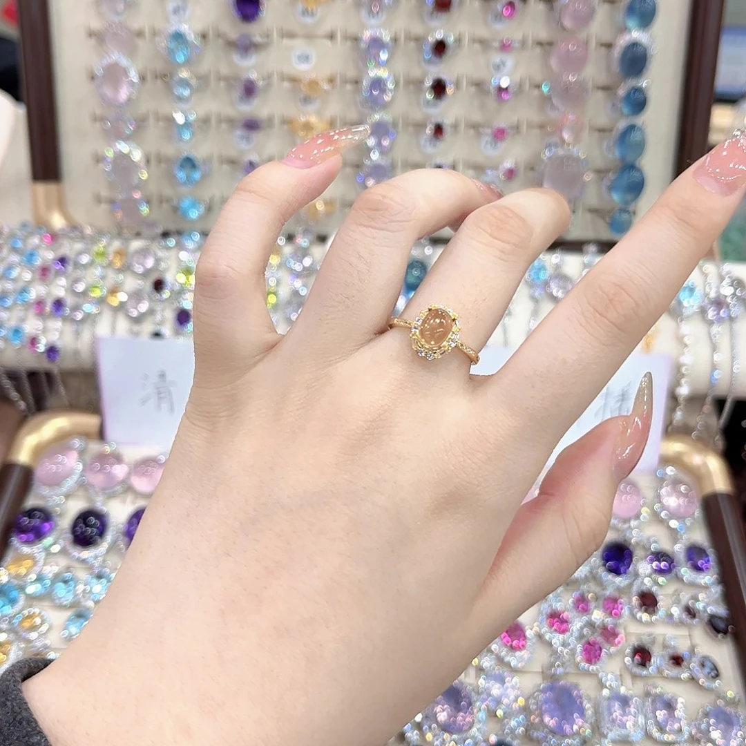 烟晶戒指银S925镶嵌