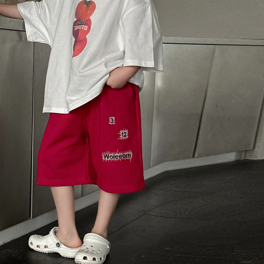 A.MU2025春夏款A.MU男童夏季棉短裤2025夏装新款男孩休闲宽松五分