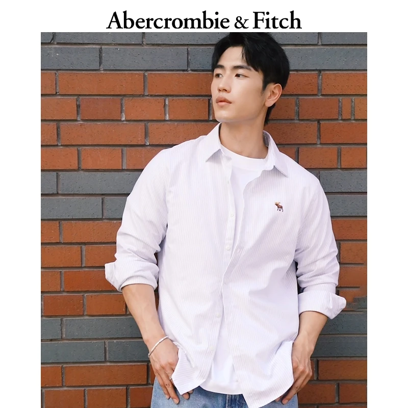 AF男装25秋季新款美式百搭经典小麋鹿通勤长袖衬衫KI125-5292