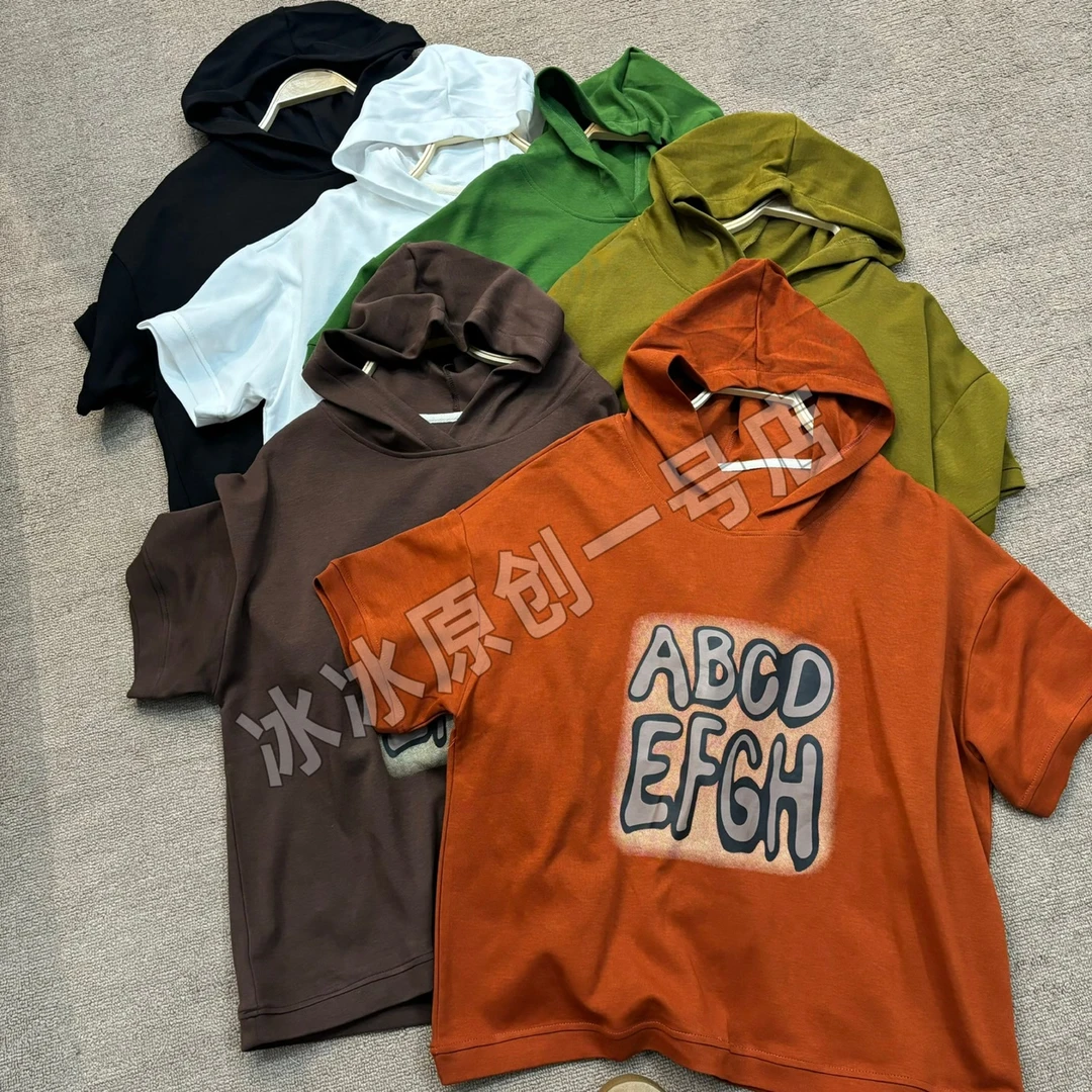 【冰冰一号店】9103新春款连帽字母ABCD短袖T恤精品