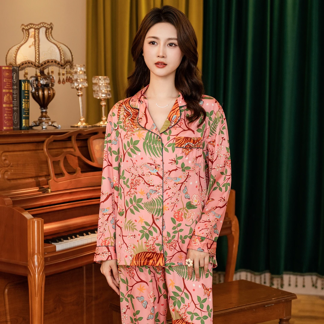 达芬奇密码宽松新款上新【林深见虎】网红春秋款休闲时尚睡衣女套装